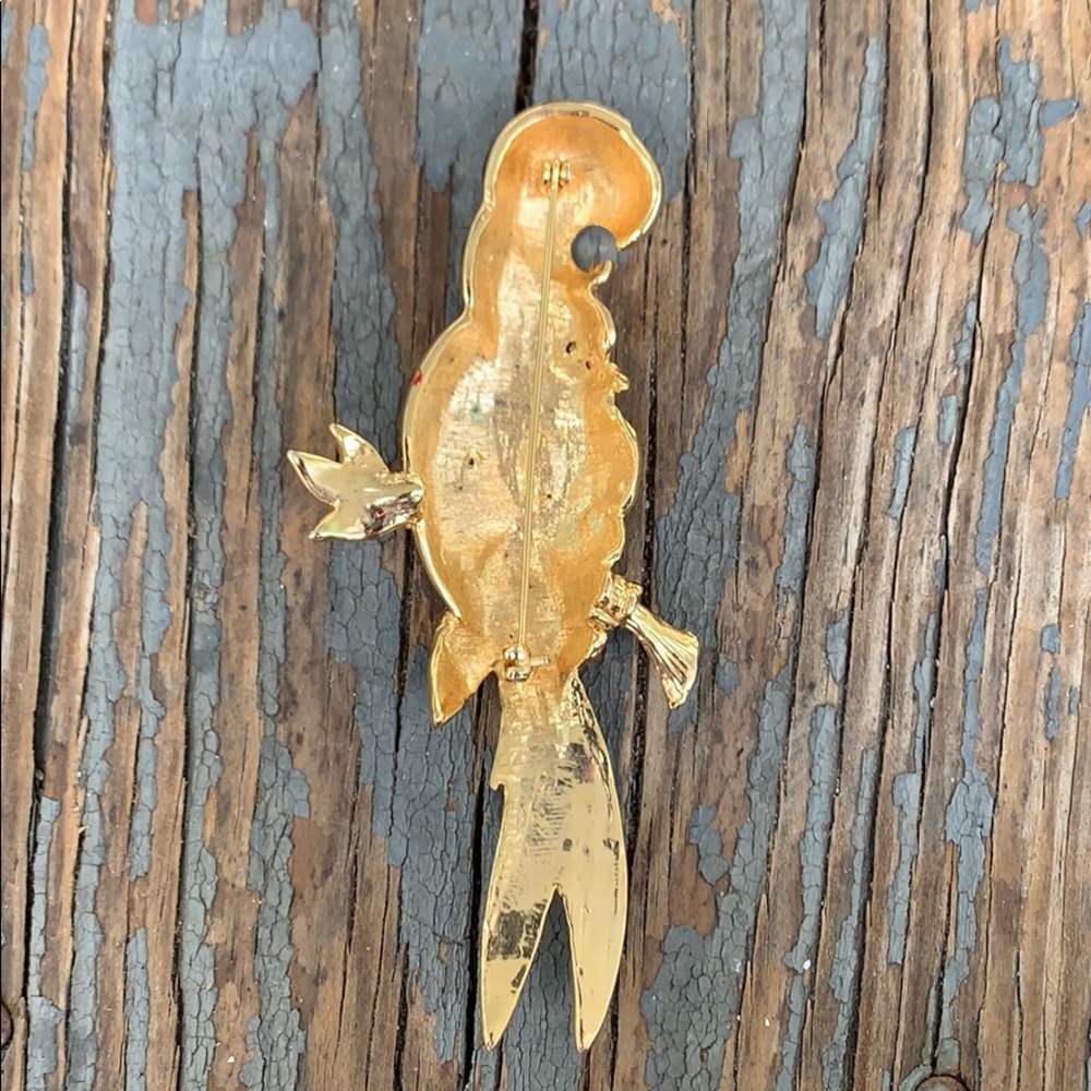 Modern Large Parrot Enamel & Rhinestone Brooch - Picture 9 of 16